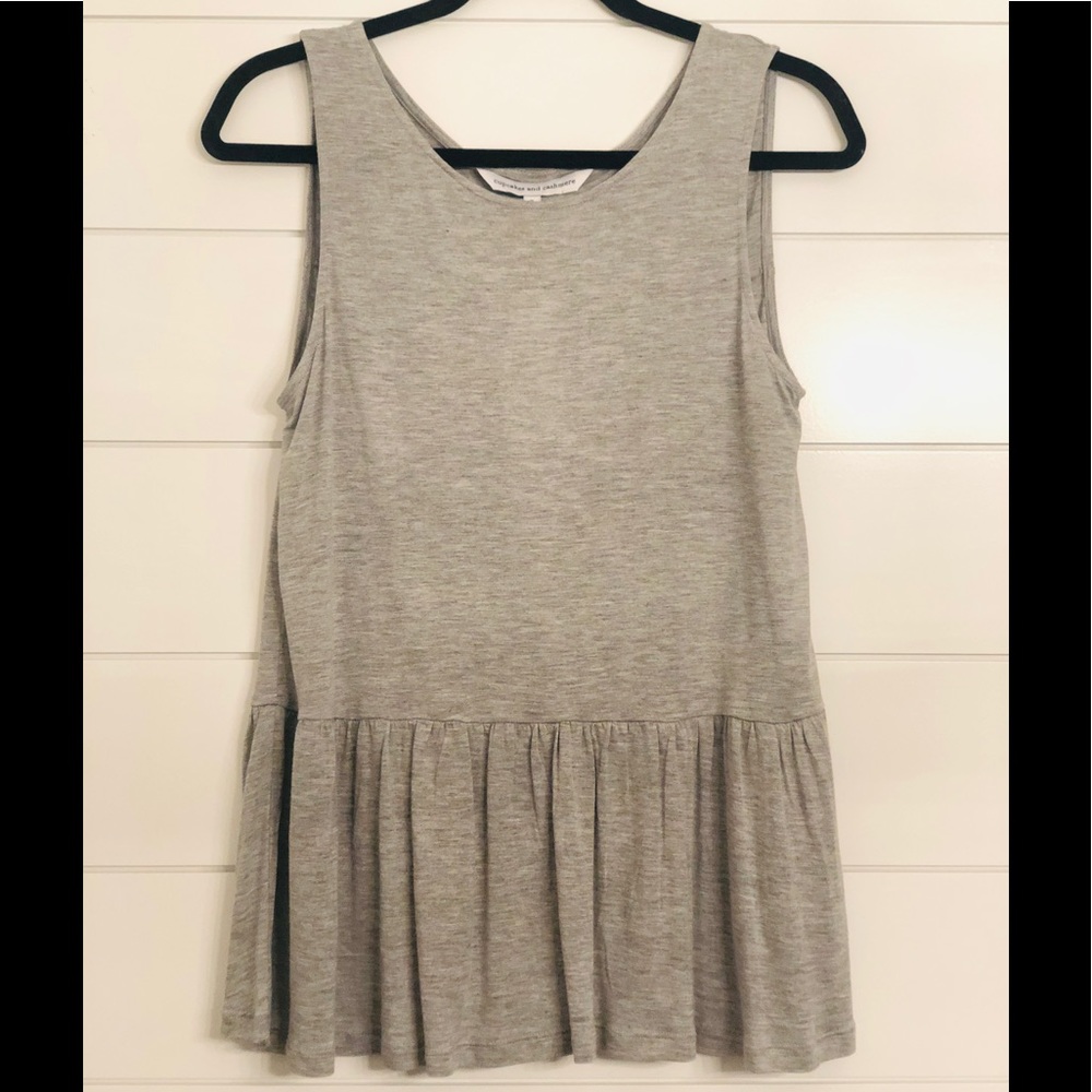 NEW Gray Tank with Ruffle Peplum